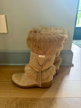 Tecnica Camel Fur Tassel Mid-Calf Boots